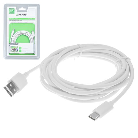 USB кабель Bilitong, USB тип C, USB тип A, 300 см, белый