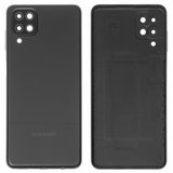 Задня панель корпуса для Samsung A125F Galaxy A12, чорна, із склом камери, з боковою кнопкою