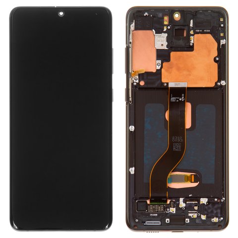 Дисплей для Samsung G985 Galaxy S20 Plus, G986 Galaxy S20 Plus 5G, чорний, з рамкою, Оригінал переклеєне скло , cosmic black