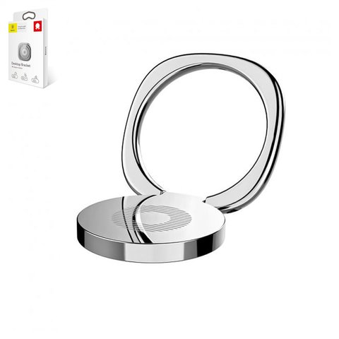Тримач Baseus Privity, сріблястий, клейка основа, кільце, метал, #SUMQ 0S
