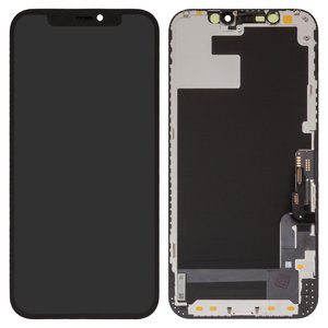 Дисплей для iPhone 12, iPhone 12 Pro, черный, с рамкой, High Copy, без микросхемы, OLED  OEM soft