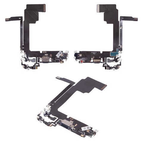 Шлейф для iPhone 15 Pro Max, коннектора зарядки, синий, с микрофоном, High Copy