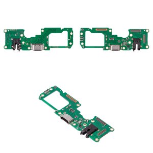 Шлейф для Oppo A96 5G, конектора навушників, конектора зарядки, з мікрофоном, з компонентами, Сopy, плата зарядки