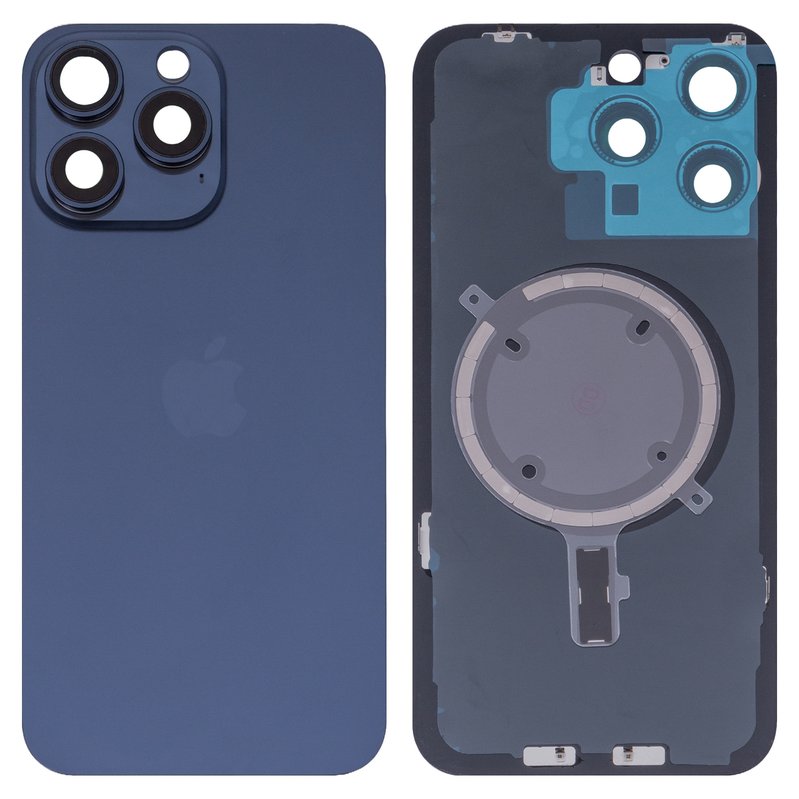 Задня панель корпуса для iPhone 15 Pro Max, синя, із склом камери