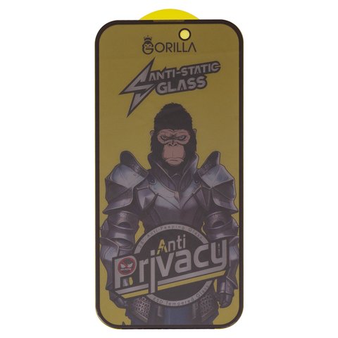 Защитное стекло Gorilla для Apple iPhone 14 Pro, iPhone 15, iPhone 16, совместимо с чехлом, Full Glue, Anti Static, Anti Peeping, черный