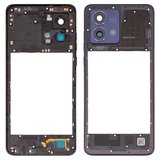 Средняя часть корпуса для Motorola Moto G84, синяя, со стеклом камеры