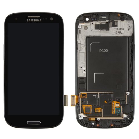Pantalla LCD puede usarse con Samsung I9300 Galaxy S3, negro, con marco, original vidrio reemplazado 