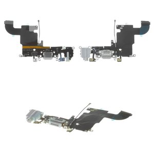 Шлейф для iPhone 6S, коннектора наушников, коннектора зарядки, белый, с микрофоном, AAA