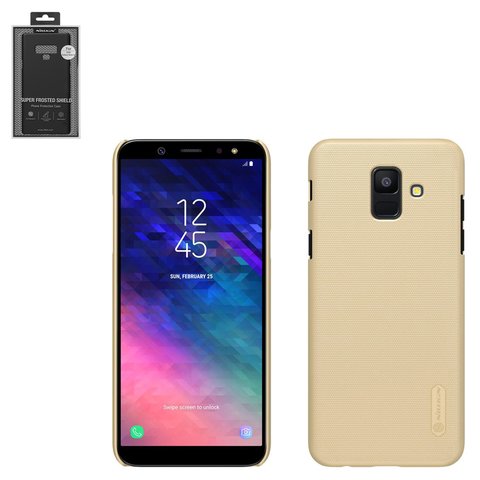 Case Nillkin Super Frosted Shield compatible with Samsung A600 Dual Galaxy A6 2018 , golden, with support, matt, plastic  #6902048157828