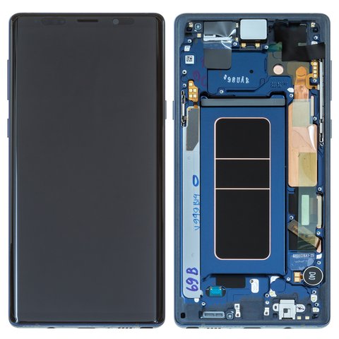 LCD compatible with Samsung N960 Galaxy Note 9, dark blue, with frame, Original, service pack, ocean blue  #GH97 22269B