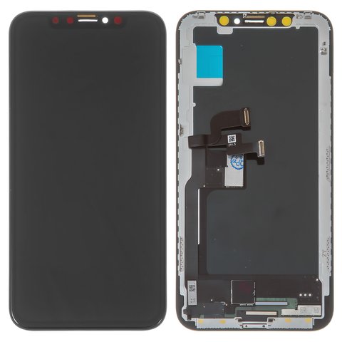 LCD compatible with Apple iPhone X, black, with frame, AA, OLED , ZY OEM hard 