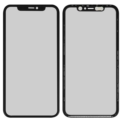 Housing Glass compatible with iPhone 11, with OCA film, with frames, black 
