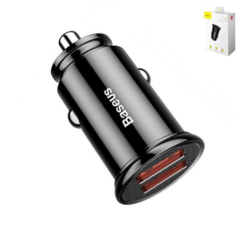 Car Charger Baseus C16Q1, black, Quick Charge, 30 W, 5 A, 2 outputs, 12 24 V  #CCALL YD01