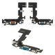 Flat Cable compatible with iPhone 13, (charge connector, dark blue, with microphone, with components, Original (PRC), Lightning)