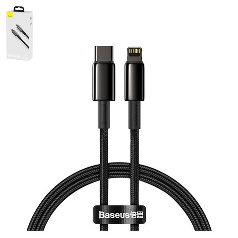 USB кабель Baseus Tungsten, USB тип C, Lightning, 100 см, 20 Вт, черный, #CATLWJ 01