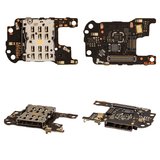 SIM Card Connector compatible with Huawei P30 Pro, (with memory card connector, with flat cable, Original (PRC))