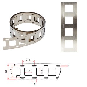 Cinta de níquel para soldar baterías 21700 2P, 0.2 mm, 21.5 mm, 1 m, acero niquelado