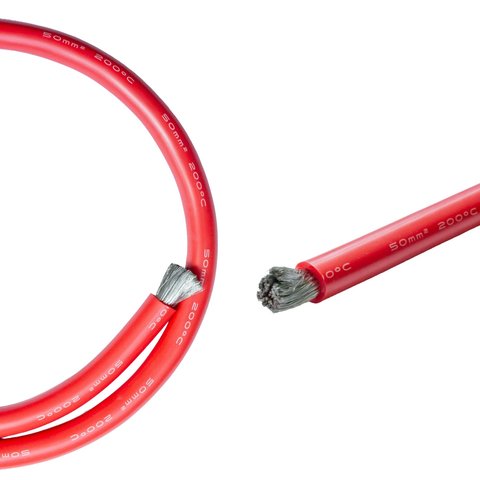 Alambre con aislamiento de silicona 0 1AWG, 50 mm², 1 m, rojo