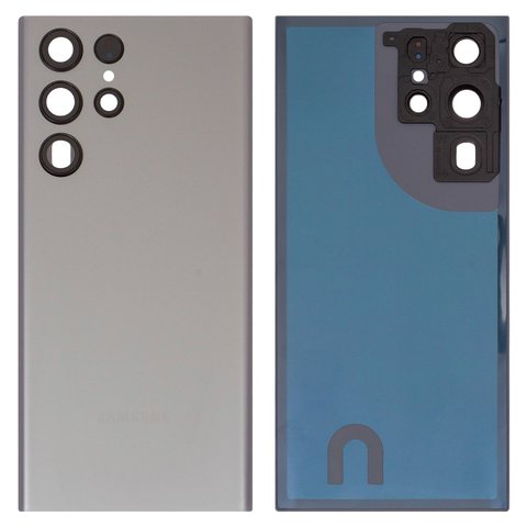 Задняя панель корпуса для Samsung S908B Galaxy S22 Ultra 5G, серая, со стеклом камеры, graphite