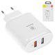 Adaptador de red Baseus BS-EUQC01, 23 W, Quick Charge, blanco, 2 puertos, #CCALL-AG02