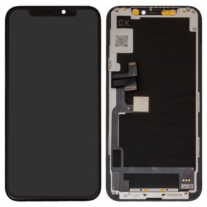 Pantalla LCD puede usarse con iPhone 11 Pro, negro, con marco, HC, sin microchip, OLED , GX OEM hard