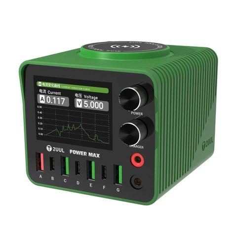 Adaptador de red 2UUL PC01 Power Max, 200 W, Quick Charge, Power Delivery PD , con cargador inalámbrico, 7 puertos