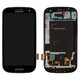 Дисплей для Samsung I9300i Galaxy S3 Duos, I9301 Galaxy S3 Neo, синій, з рамкою, Оригінал (переклеєне скло)