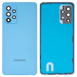 Задняя панель корпуса для Samsung A526 Galaxy A52 5G, синяя, со стеклом камеры