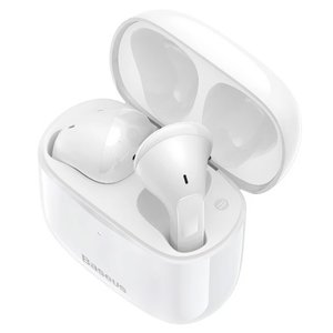 Гарнітура Baseus Bowie E3, бездротова, біла, із зарядним кейсом, з USB кабелем тип C, #NGTW080002