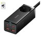 Сетевое зарядное устройство Baseus GaN3 Pro Desktop, 100 Вт, Quick Charge, черный, с розеткой, c кабелем USB тип-C к USB тип-C, 4 порта, 1,5 м, #PSZM000401