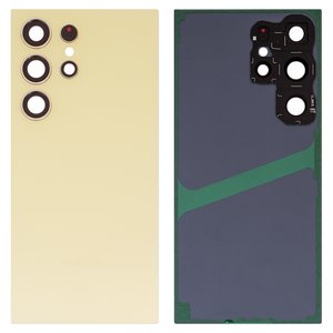Задня панель корпуса для Samsung S928 Galaxy S24 Ultra, жовта, із склом камери, titanium yellow