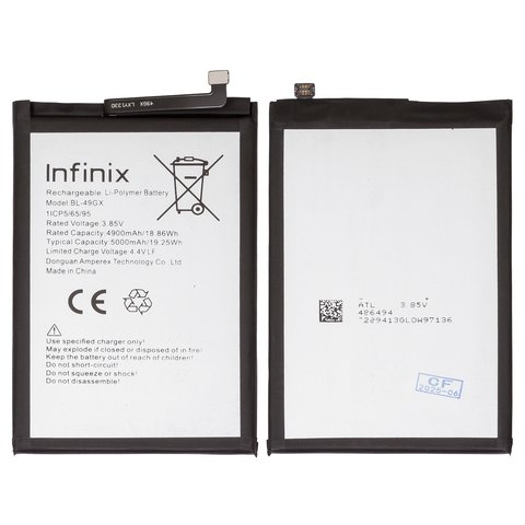 Акумулятор BL 49GX для Infinix Hot 11s, Hot 12 Pro X668C , Note 10 X693 , Note 11i, Note 11S X698 , Note 7 X690 , ZERO X Neo, Li Polymer, 3,85 B, 5000 мАч, Original PRC 