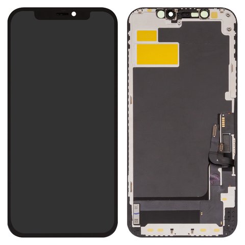 Дисплей для iPhone 12, iPhone 12 Pro, черный, с рамкой, HC, без микросхемы, OLED , XY OEM soft