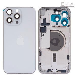 Корпус для iPhone 15 Pro Max, белый, с держателем SIM карты, с боковыми кнопками, Original PRC , EU Version, white titanium