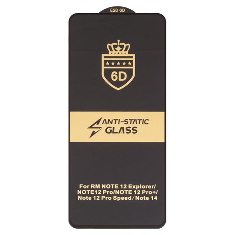 Захисне скло ESD 6D для Xiaomi Poco F5 Pro, Poco M7 Pro 5G , Poco X5 Pro, Redmi K60, Redmi K60 Pro, Redmi Note 12 Pro 5G, Redmi Note 12 Pro Plus, Redmi Note 14 4G, Redmi Note 14 5G, сумісне з чохлом, Full Glue, Anti Static, без упаковки , чорний, global version